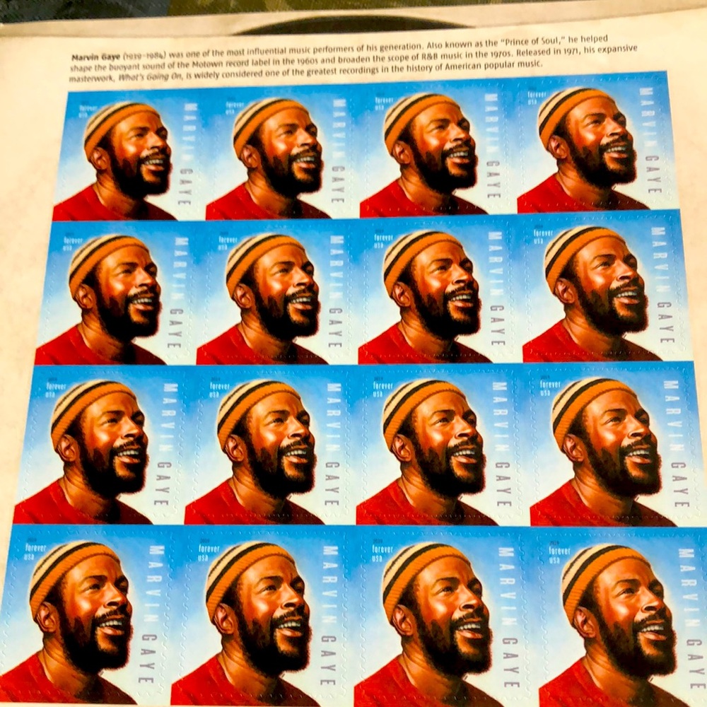 Collectible Marvin Gaye Stamp collection